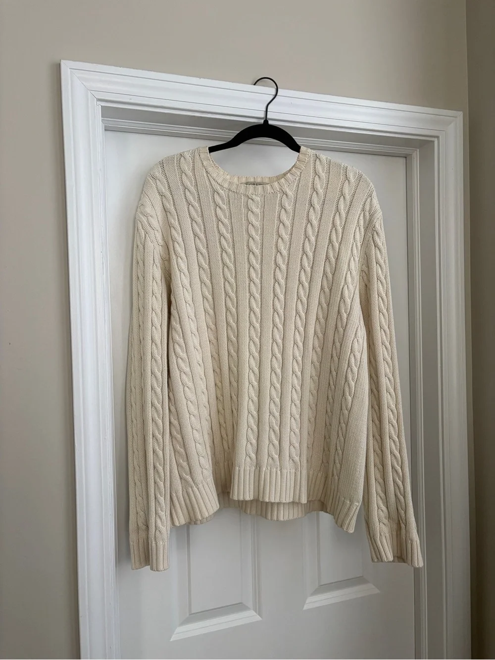 J Crew Vintage Cream Cable knit Crewneck Sweater Men’s Large Oversized Sweater